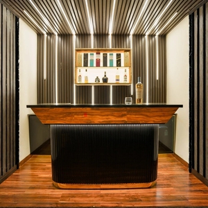 Custom Luxury Home <b>Bar</b> Counter 8x2ft Stone Countertop Premium Adjustable Height <b>Bar</b> Furniture 5+ Compartments for Living Room - Product Image 1