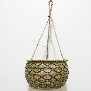 Handmade Boho Eco Friendly Seagrass Hanging Planter <b>Basket</b> <b>Flower</b> Pot Holder Rope Hanger <b>for</b> Garden Use - Product Image 3