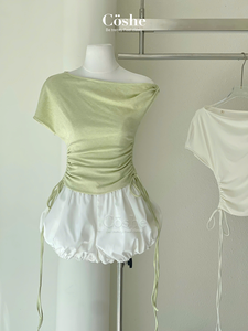 Coshe Nalita haut doux épaules dénudées cordon haut court tissu extensible féminin élégant Vibe femmes vêtements quotidiens vêtements d'été - Product Image 3