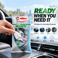 Tisu Basah Multiguna Getsun Factory untuk Pembersih Interior Mobil, Kaca Layar Dashboard, dan Kain, 30 Lembar, Penghilang Debu