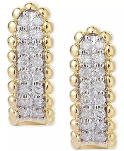 Orecchini a cerchio leveback con perline diamantate (1/6 ct. T. w.) in argento Sterling o argento Sterling placcato oro 14k | Macacy's - Product Image 3