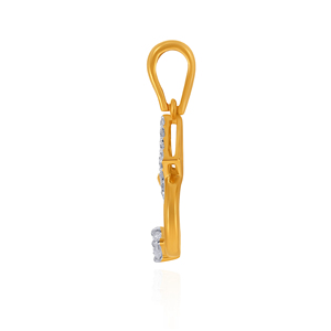 Pendentif en or jaune avec diamants ronds brillants de laboratoire, design classique, bijoux à porter au quotidien - Product Image 3