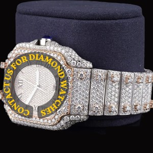 Best Personalized Moissanite Diamond Square Dial With Roman Numerals Full Iced Mechanical Watch for Man's Party Wear Collection - Product Image 3