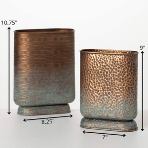 Nouvel arrivage de pots de fleurs en métal ambré doré luxueux martelé brillant intérieur extérieur décoration de jardin vase galvanisé personnalisé - Product Image 5