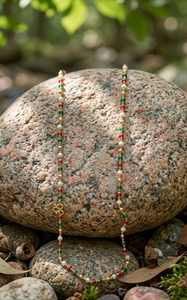 DIVYORO Collar de rosario con cuentas tricolor, imitación de perlas, aleación de cobre chapada en oro, joyería religiosa clásica para rezar, regalo unisex - Product Image 4