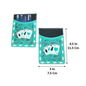 Porte-cartes élégant en cuir de vache véritable fait main, motif floral gravé, portefeuille fin pour poche avant, étui pour cartes de crédit professionnelles avec protection RFID - Product Image 2