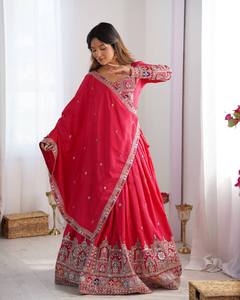 Vintage Embroidered Lehenga Choli Mirror Work Faux <b>Fur</b> Traditional Indian Outfit Women Party Wedding Dress - Product Image 5