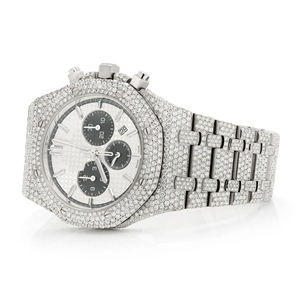 Montre de luxe de mode hip-hop, sertie de moissanite, en acier inoxydable, mouvement à quartz, édition limitée, avec cadran en verre pour hommes - Product Image 1