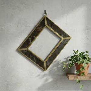 Artisan Design Gold Metal Trim Rectangle <b>Photo</b> <b>Frame</b> <b>Black</b> Glass Vertical Wall Hanging Display Decor PF1145 Brass Finish - Product Image 3