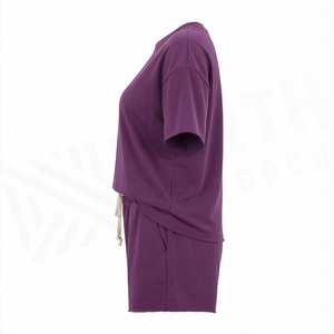 Women's 2 Piece Solid Knitted <b>Shorts</b> <b>Set</b> Crew Neck <b>Short</b> Sleeve Loose Fit Casual Above Knee Home Wear <b>Top</b> <b>and</b> <b>Shorts</b> - Product Image 4