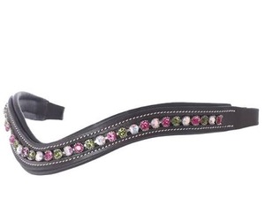 Bandeau en cuir équestre Annabelle, fuchsia, olivine, cristal irisé, vente chaude, fournisseur de haute qualité - Product Image 1