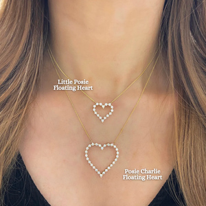 Collar con Corazón de Diamantes Flotantes de 1.00 CTW, Oro de 14K, Diamantes de Laboratorio, Joyería Romántica Minimalista - Product Image 5