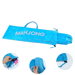 Bolsa Grande de Veludo Flocado de Camada Dupla com Alça de Mão e Cordão para Acessórios de Jogos de Proteção - Mahjong - Product Image 3