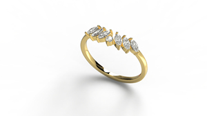 18K Gold Curved Marquise Cut Diamond with Round Diamond Wedding <b>Ring</b> Tiara Crown <b>Stacking</b> <b>Ring</b> Cluster Enhancer <b>Ring</b> for Women - Product Image 2