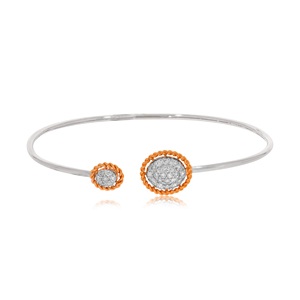 GLEAMORA ENTERPRISE White Gold Lab Grown Diamond Fancy Round Brilliant Cut Classic Floral 18K Women's <b>Bangle</b> <b>Bracelet</b> - Product Image 1