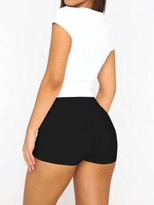 Nouveaux ensembles pour femmes, coupe slim, unis, 100% coton, vente en gros, ensemble 2 pièces, manches courtes, shorts élégants, chemise décontractée - Product Image 2