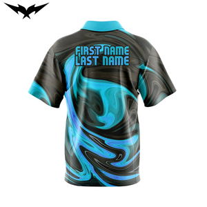 เสื้อเทนนิสผู้ชาย ลายหมุนวนสีเขียวดำ แขนสั้น คอตั้ง ผ้าโพลีเอสเตอร์ ระบายเหงื่อได้ดี ใส่ได้ทุกฤดู - Product Image 4