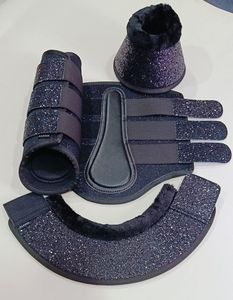Protège-jambes de luxe scintillants pour chevaux, doublés polaire, fermeture Velcro, respirants, haute qualité, pour l'équitation et l'entraînement - Product Image 1