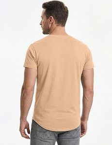 T-shirt à manches courtes raglan bleu gris pour homme, col rond, coupe classique, uni, anti-boulochage, décontracté, tricoté en jersey polyester/coton - Product Image 4