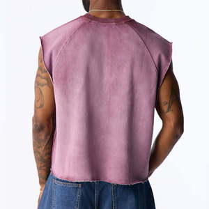 Custom Made Acid Washed Breathable Quick Dry Polyester/Cotton Crew Neck Fashion Wear <b>Cropped</b> Design Summer Outdoor Tank <b>Top</b> - Product Image 5