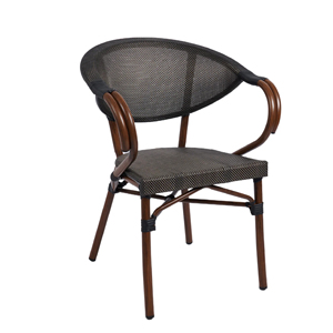 Chaise de jardin en rotin avec structure en aluminium, chaise en rotin tressé, chaise de bistrot parisienne pour café, restaurant - Pragos - Product Image 3