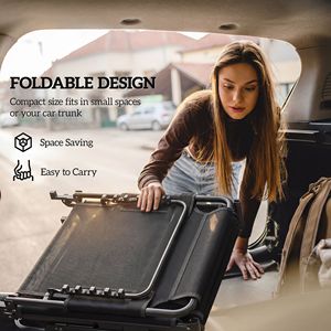 Sdraio Pieghevole Grigio/Blu con Schienale a 5 Posizioni, Cuscino e Tasca Laterale per Prendere il Sole all'Aperto - Categoria Prodotto: Lettini Prendisole - Product Image 6