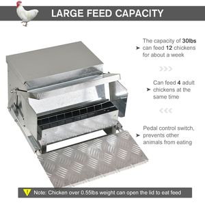 Mangiatoia Automatica per Polli Resistente alle Intemperie con Capacità di 30 Libbre, Design in Acciaio Zincato per Alimentatori Animali - Product Image 6