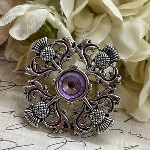 Broche Clásico Escocés de Plata con Flor de Cardo, Joyería para Sombrero y Bufanda, Morado, para Festivales, para Kilt, Estilo Irlandés - Product Image 3