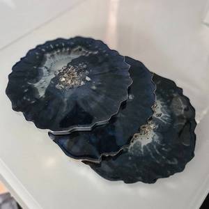 Belladec Handmade Lightweight <b>Blue</b> Crushed Glass Agate Geode Resin <b>Coaster</b> <b>Blue</b> Galaxy Bespoke Wine Drinks Home Decor - Product Image 6