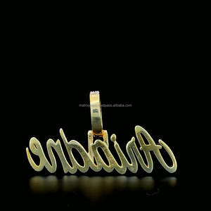 Rappeur Bijoux Hommes 925 Sterling Silver Moissanite Diamant Pendentif Coeur Fermoir Personnalisé Nom Lettre Pendentif - Product Image 5