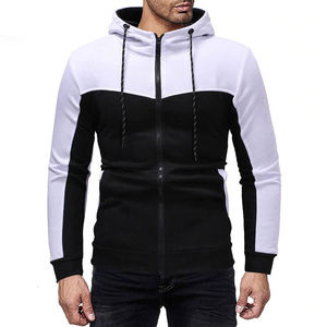 Sweat-shirt à capuche zippé en molleton noir et bleu pour homme, manches raglan, veste décontractée à capuche, vêtements d'automne - Product Image 5