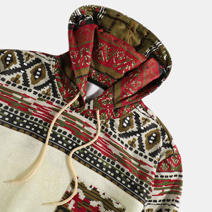 Sweat-shirts en molleton chauds pour hommes grandes tailles avec poches à imprimé géométrique et coutures soignées, personnalisables avec étiquette privée - Product Image 4