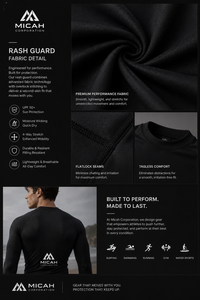 2026 Micah Corporation Black Rash Guard Moisture-Wicking UPF50+ Eco-Friendly Unisex Crew Neck Long Sleeve Raglan Compression - Product Image 6