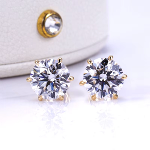 Pendientes de Diamantes de Oro Blanco para Mujer, Corte Brillante Redondo, Color G, Estilo Clásico, Joyería para Boda - Product Image 1