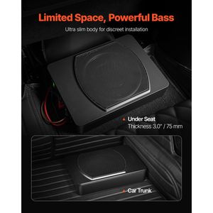 Subwoofer Auto Sottosedile Slim da 240W con Amplificatore Integrato, Basso Profilo, DC 12V, Potenza RMS 150W - Product Image 2