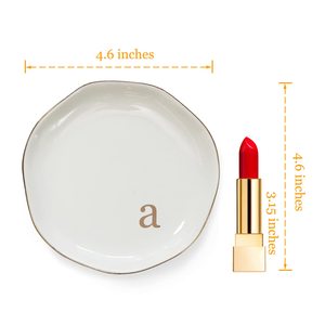 Plato de Cerámica Personalizado con Monograma y Borde Dorado, Bandeja para Joyas, Regalo para Damas de Honor, Regalo de Boda - Product Image 6