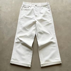 Pantalon en jean denim japonais brut, coupe droite ample, uni, noir et blanc, pour homme, personnalisable, léger - Product Image 6