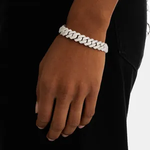 Pulsera de Cadena de Plata 925 de Lujo, Chapada en Rodio, con Diamantes de Corte Brillante Redondo, Diseño Geométrico con Microincrustaciones, Unisex, para Uso Diario - Product Image 1