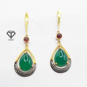 Pendientes de Moda con Turmalina y Ónix Verde, Plata de Ley 925, Lapislázuli, Joyería Hecha a Mano - Product Image 1