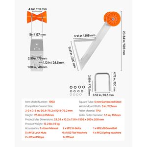 Supporto per verricello arancione per rimorchi per barche con bulloni a U, pali per verricello da 2 a 3 pollici e sedile per rimorchi Jet - Product Image 5