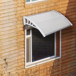 HT 100 X 80 White Transparent Board Eaves Rain <b>Cover</b> for Door and <b>Window</b> Household Application with Convenient Holder - Product Image 1