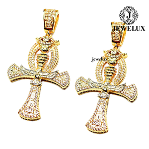 Pendentif Croix Œil Sertie de Pierres JEWELUX en Argent 925 Plaqué Or 22K Style Hip Hop Certifié IGI Charme de Luxe Unisexe du Gujarat - Product Image 5