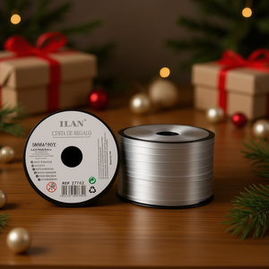 Nastro regalo Ilan 5 mm x 100 iarde argento metallizzato per confezioni - Product Image 3