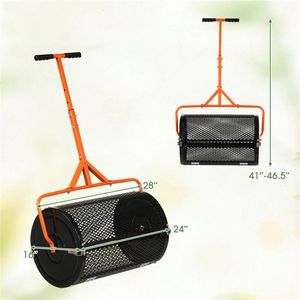 Spargitore per Prato da 24 Pollici con Rete da 0,75 x 0,5 Pollici, Spargitore di Compost per Terra, Sabbia e Fertilizzante, Colore Arancione - Product Image 3