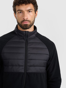 Chaqueta deportiva para hombre con cremallera completa y cuello alto, de forro polar cortavientos, informal, negra, con acolchado de algodón grueso, corte regular - Product Image 6