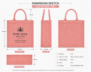 กระเป๋าผ้า Non-Woven ลายพิมพ์ตัวอักษรสีชมพูขนาดใหญ่ พร้อมหูหิ้ว สำหรับใช้ในชีวิตประจำวัน ยี่ห้อ PURE SOUL WELLNESS - Product Image 2