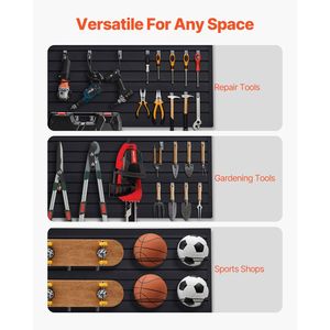 Paneles de Revestimiento de Pared de PVC Negro Fáciles de Instalar, Diseño Modular de 2 x 4 pies, Revestimiento de Pared para Garaje con Estantes Ajustables - Product Image 5