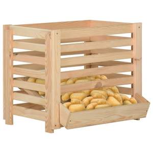 Boîte à pommes de terre empilable en pin massif, en bois naturel, pour le stockage et le rangement des aliments - Product Image 2