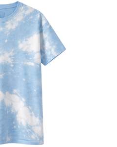 Light Blue <b>Tie</b> Dye T Shirt Men Round Neck Short Sleeve Cotton Casual Streetwear Vintage Wash Custom OEM Wholesale Tee Supplier - Product Image 2