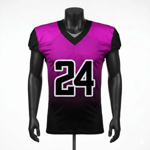 Camiseta de Fútbol Americano Personalizada para Hombre, Diseño Degradado Negro 24, Sublimada, de Malla Transpirable, Manga Corta, Cuello en V, para Equipo - Product Image 1